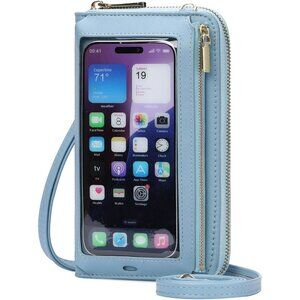 Women Blue Phone Purse Crossbody Bags for Small Travel Wallet Touch Screen